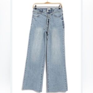 Kensie Jeans For Women's The Carla Hi-Rese Wide Leg Light Blu Braided Belt Sz 12